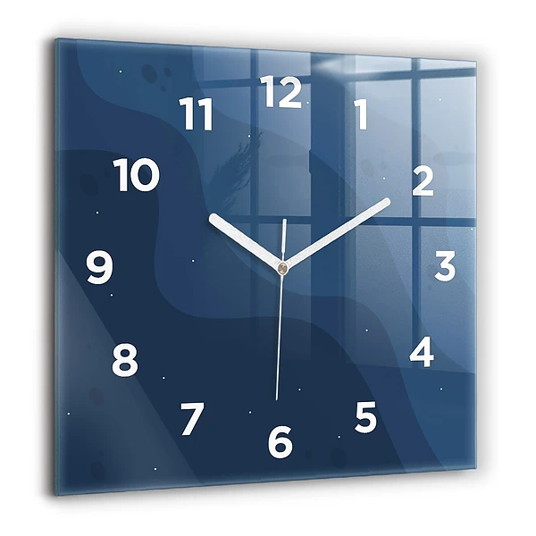 Wanduhr quadratisch Blaue Wellen