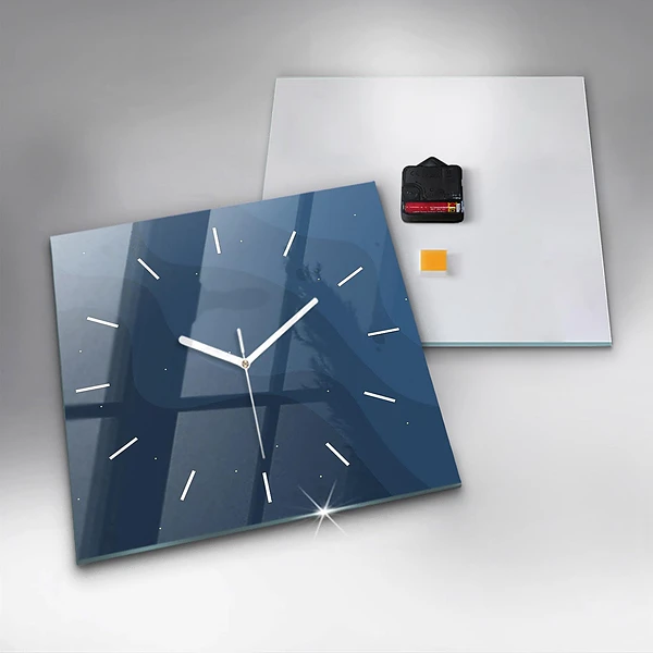 Wanduhr quadratisch Blaue Wellen