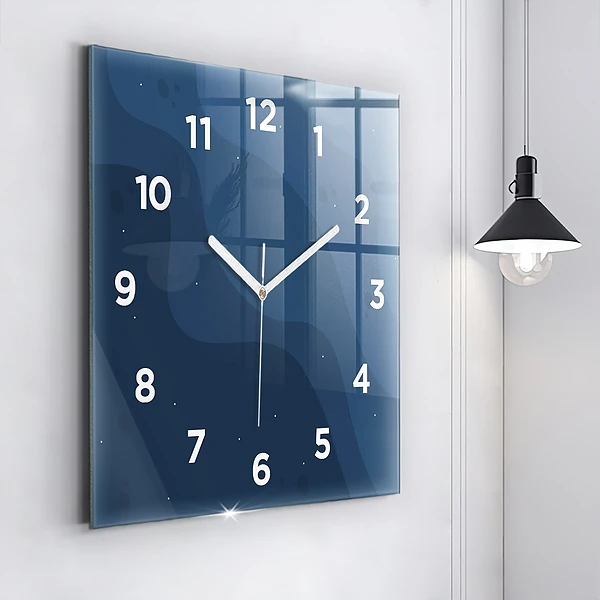 Wanduhr quadratisch Blaue Wellen
