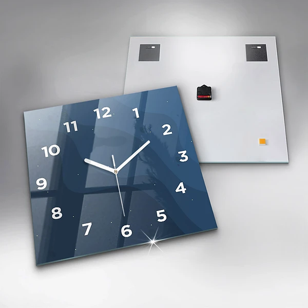 Wanduhr quadratisch Blaue Wellen