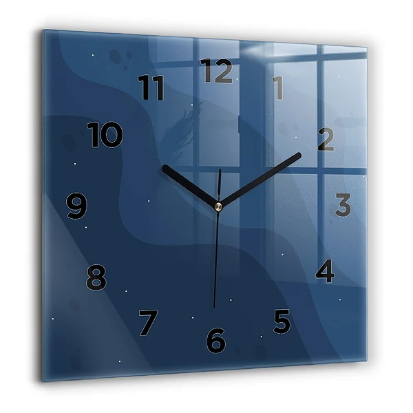Wanduhr quadratisch Blaue Wellen
