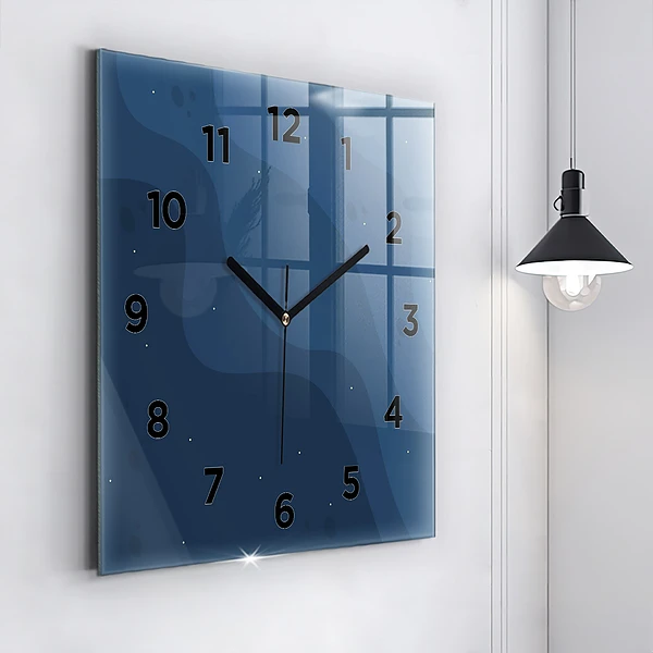 Wanduhr quadratisch Blaue Wellen