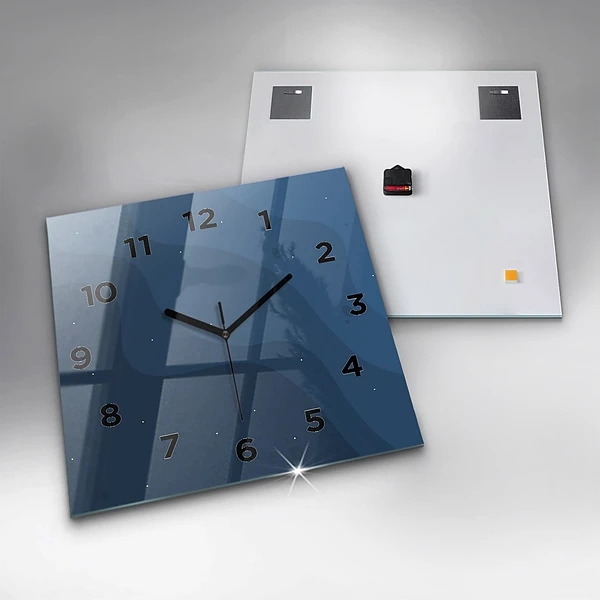 Wanduhr quadratisch Blaue Wellen
