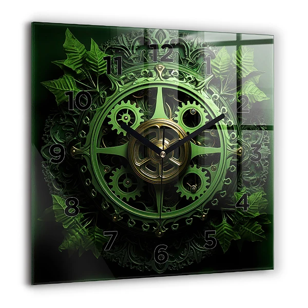 Wanduhr modern quadratisch Grüner Mechanismus