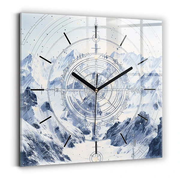 Wanduhr quadratisch mit motiv Blaue Zeichnungen