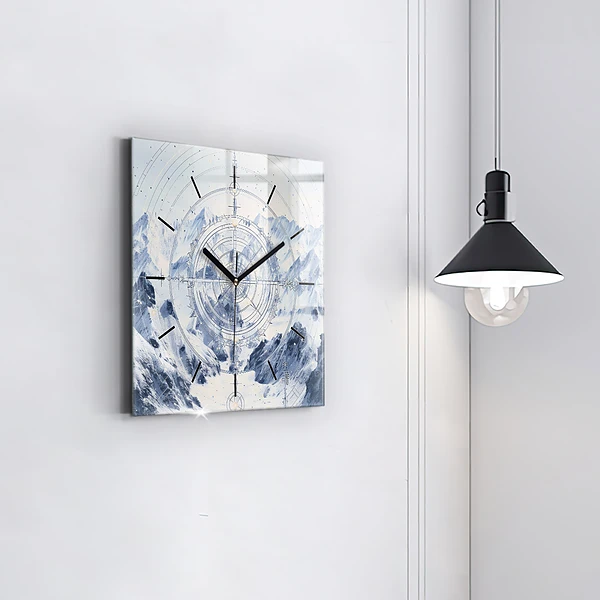 Wanduhr quadratisch mit motiv Blaue Zeichnungen
