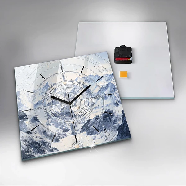 Wanduhr quadratisch mit motiv Blaue Zeichnungen