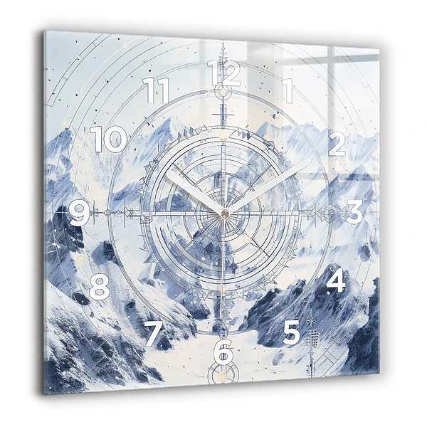 Wanduhr quadratisch mit motiv Blaue Zeichnungen