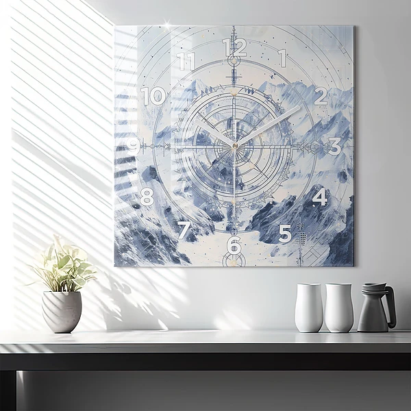 Wanduhr quadratisch mit motiv Blaue Zeichnungen