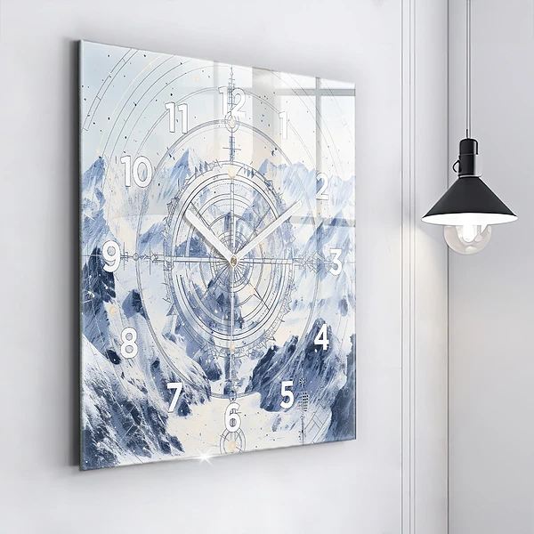 Wanduhr quadratisch mit motiv Blaue Zeichnungen