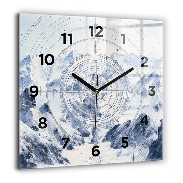 Wanduhr quadratisch mit motiv Blaue Zeichnungen