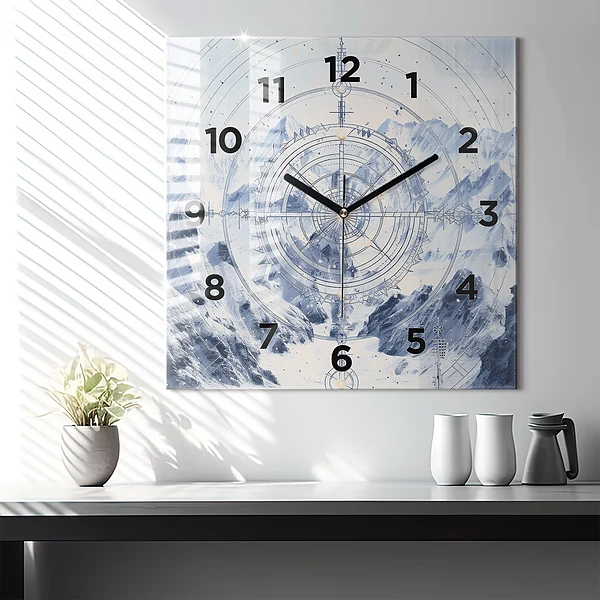 Wanduhr quadratisch mit motiv Blaue Zeichnungen