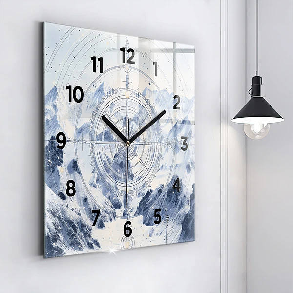 Wanduhr quadratisch mit motiv Blaue Zeichnungen