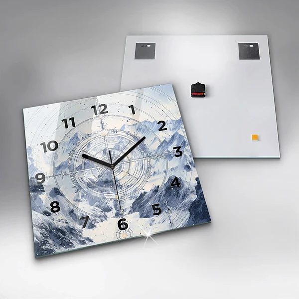 Wanduhr quadratisch mit motiv Blaue Zeichnungen