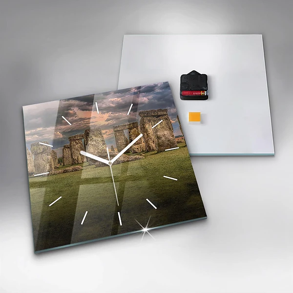 Wanduhr modern quadratisch Stonehenge Nimbostratus