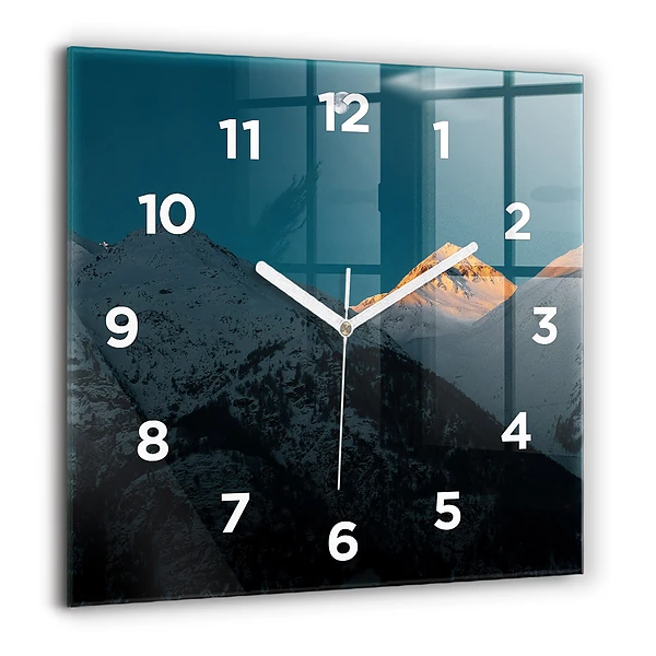 Wanduhr modern quadratisch Sonnenuntergang in den Bergen