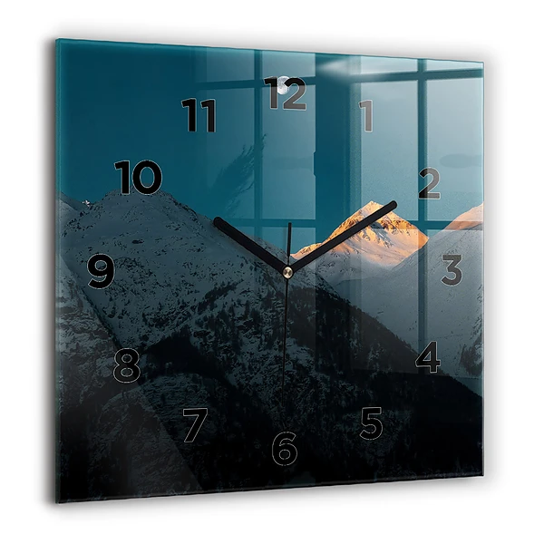 Wanduhr modern quadratisch Sonnenuntergang in den Bergen