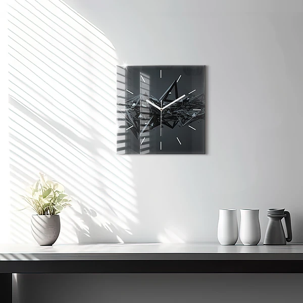 Wanduhr quadratisch mit motiv Schwarze Abstraktion
