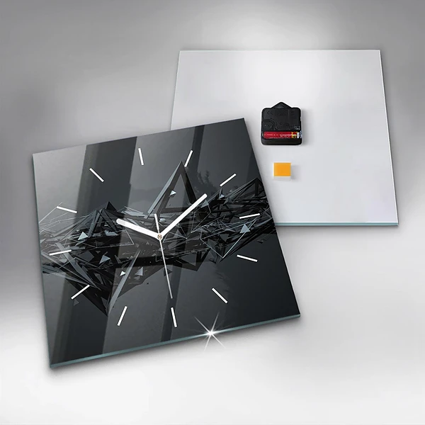 Wanduhr quadratisch mit motiv Schwarze Abstraktion