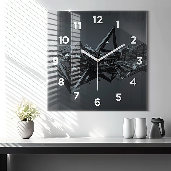 Wanduhr quadratisch mit motiv Schwarze Abstraktion