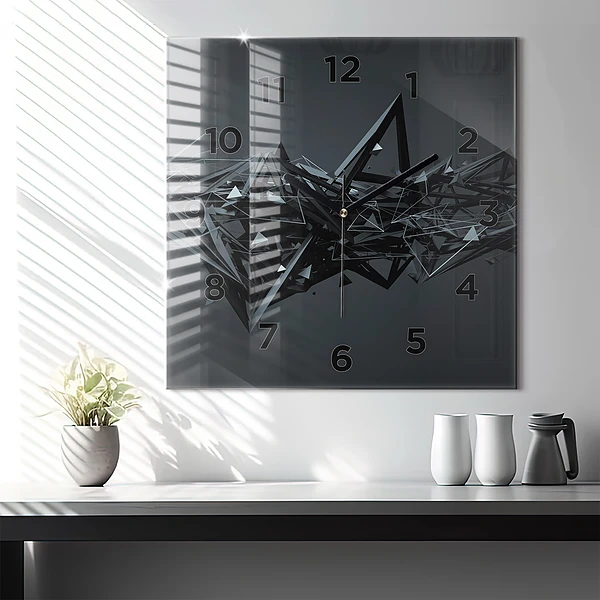 Wanduhr quadratisch mit motiv Schwarze Abstraktion