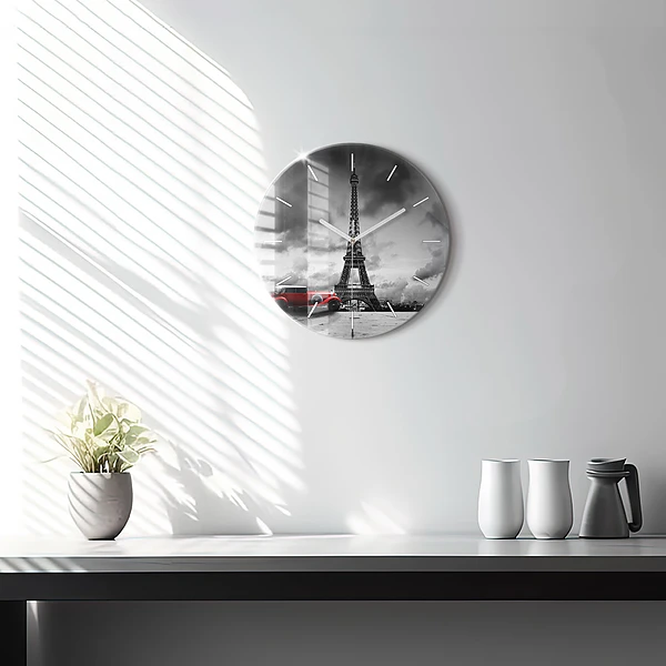 Wanduhr rund Effelturm Paris