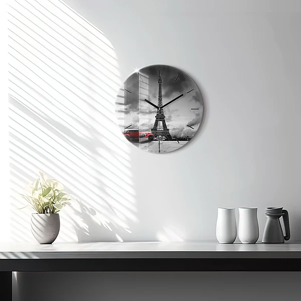 Wanduhr rund Effelturm Paris