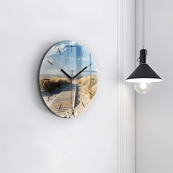 Wanduhr glas rund Blick auf den Strand