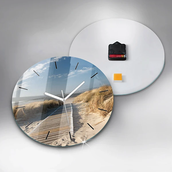 Wanduhr glas rund Blick auf den Strand