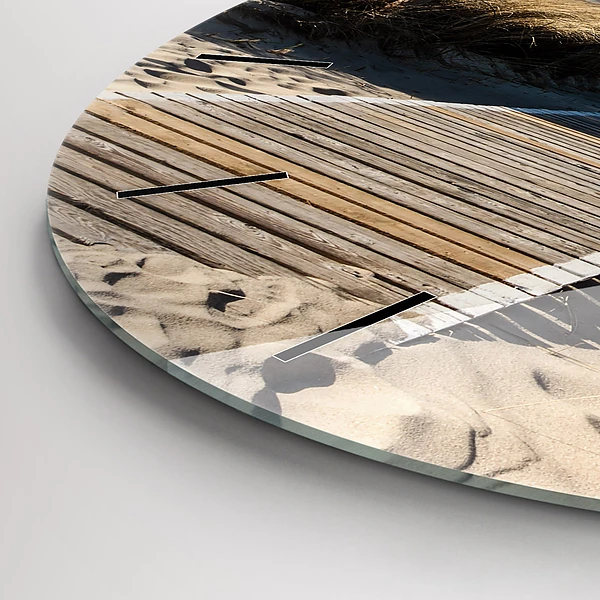 Wanduhr glas rund Blick auf den Strand