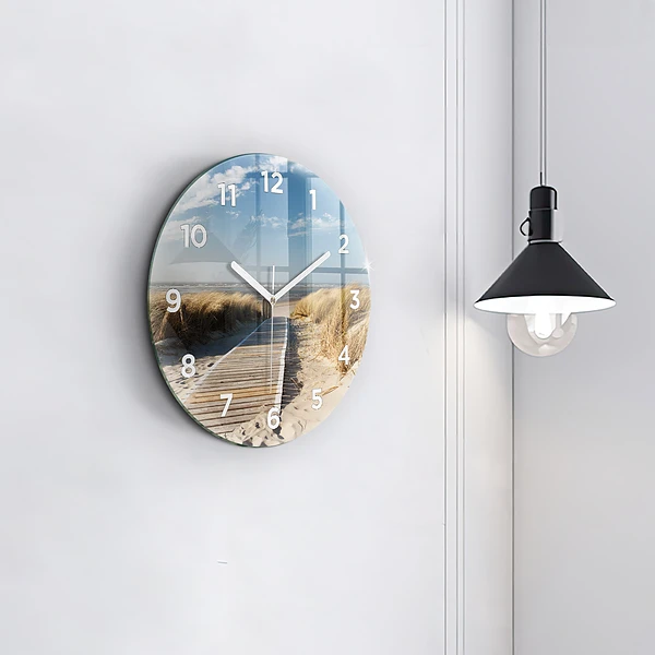 Wanduhr glas rund Blick auf den Strand