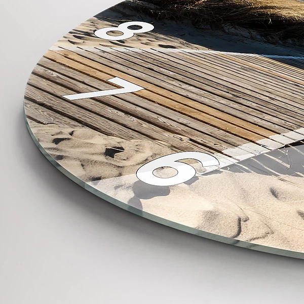 Wanduhr glas rund Blick auf den Strand