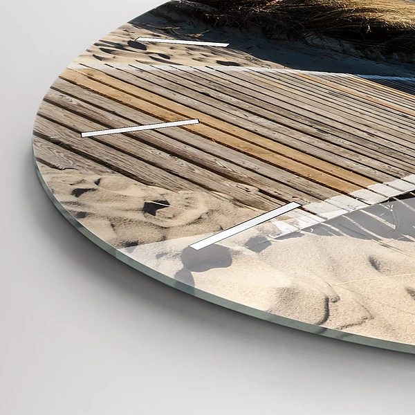 Wanduhr glas rund Blick auf den Strand