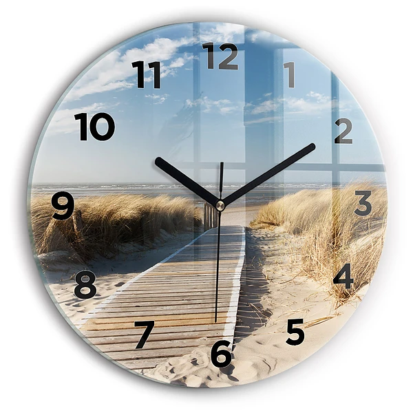 Wanduhr glas rund Blick auf den Strand