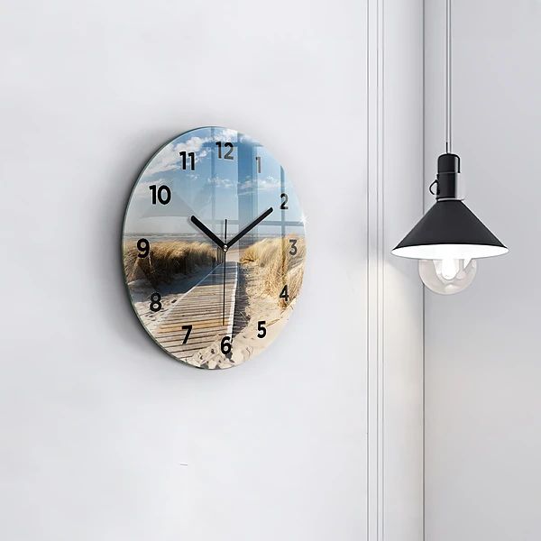Wanduhr glas rund Blick auf den Strand