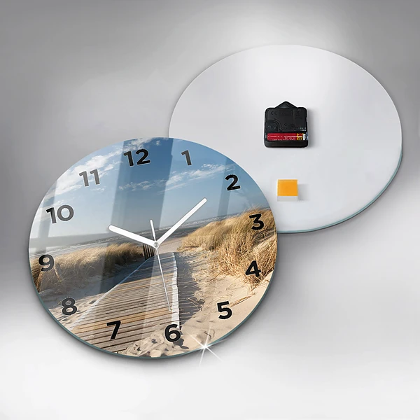 Wanduhr glas rund Blick auf den Strand