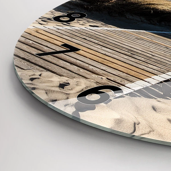 Wanduhr glas rund Blick auf den Strand