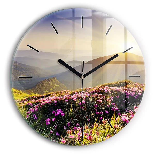 Wanduhr rund mit motiv Berglandschaft