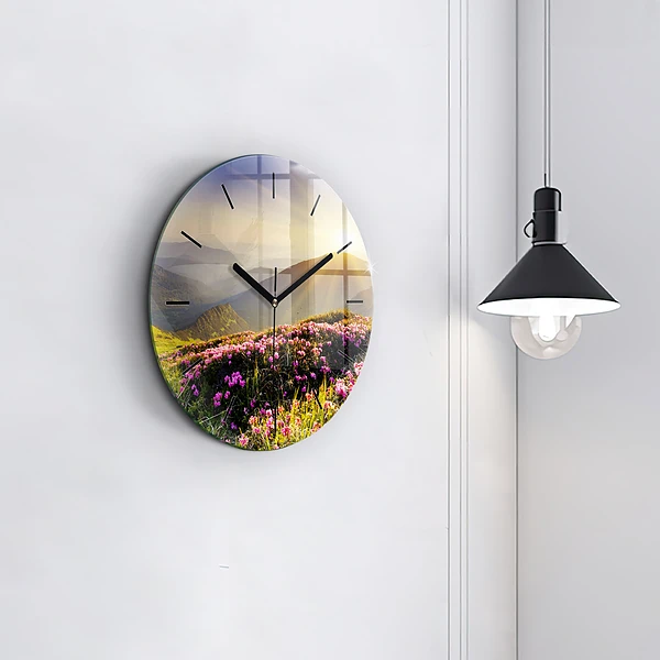 Wanduhr rund mit motiv Berglandschaft