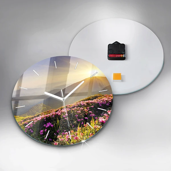 Wanduhr rund mit motiv Berglandschaft