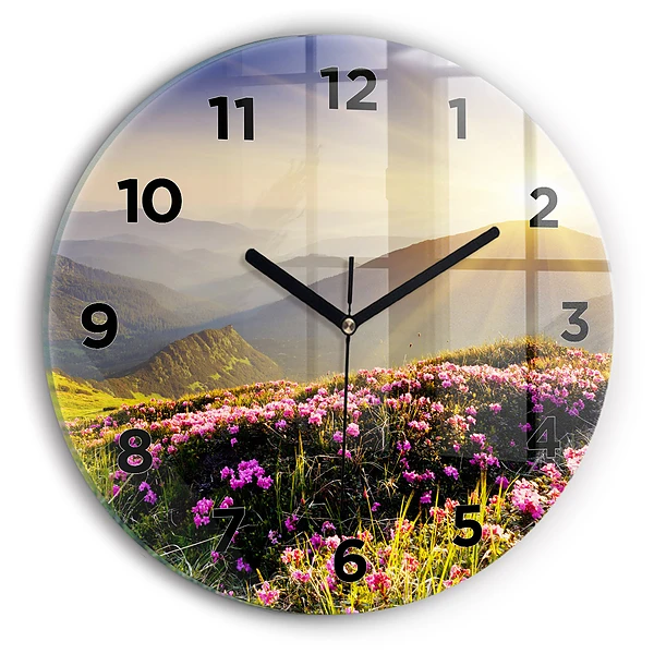 Wanduhr rund mit motiv Berglandschaft