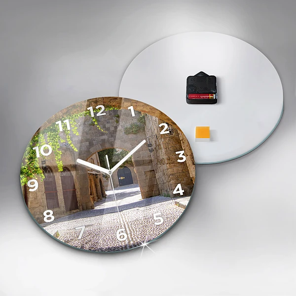 Wanduhr rund mit motiv Malerische Straße von Rhodos
