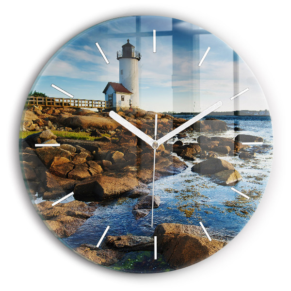 Wanduhr rund mit motiv Annisquam-Leuchtturm