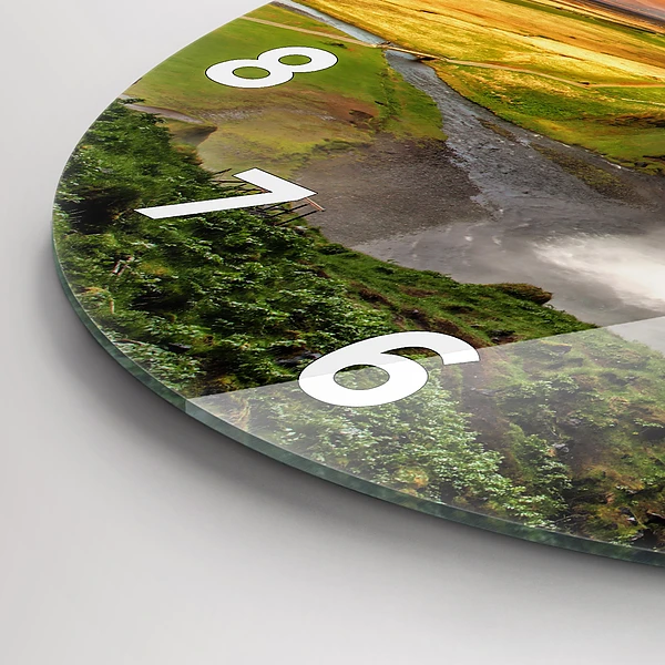 Wanduhr glas rund Wasserfall in Island