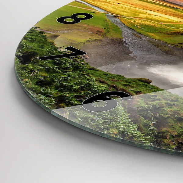 Wanduhr glas rund Wasserfall in Island