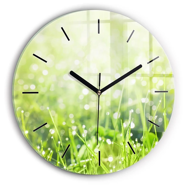 Wanduhr rund mit motiv Grünes Gras