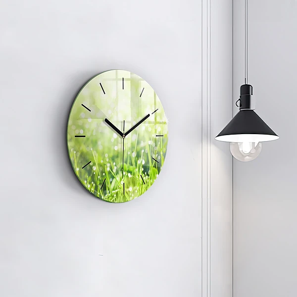 Wanduhr rund mit motiv Grünes Gras