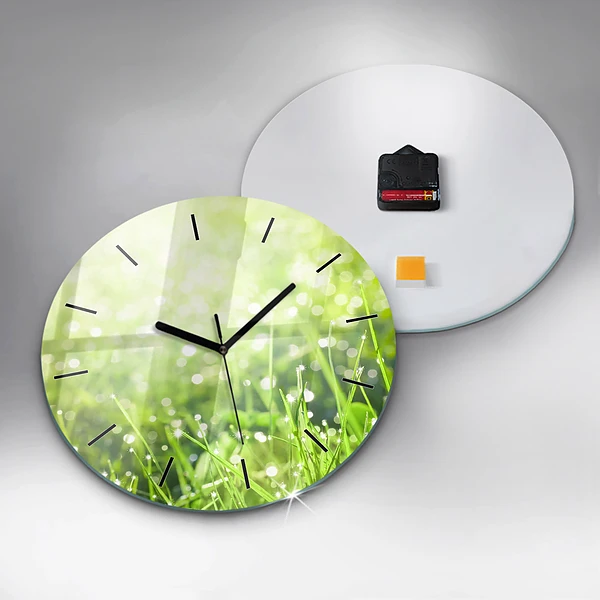 Wanduhr rund mit motiv Grünes Gras
