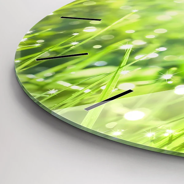 Wanduhr rund mit motiv Grünes Gras