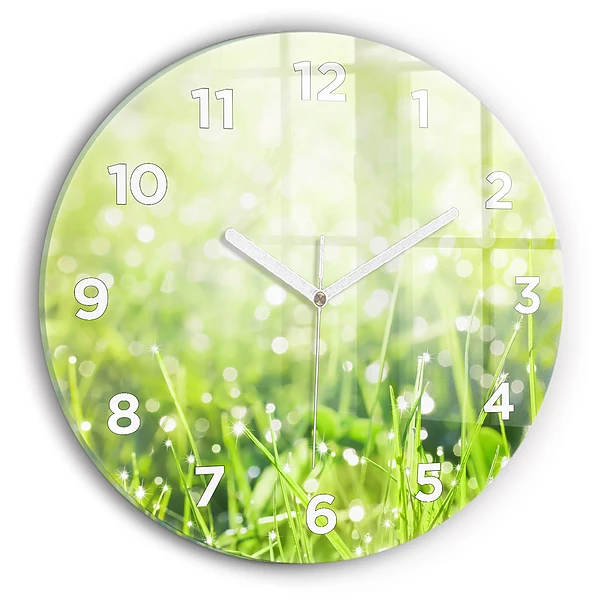 Wanduhr rund mit motiv Grünes Gras